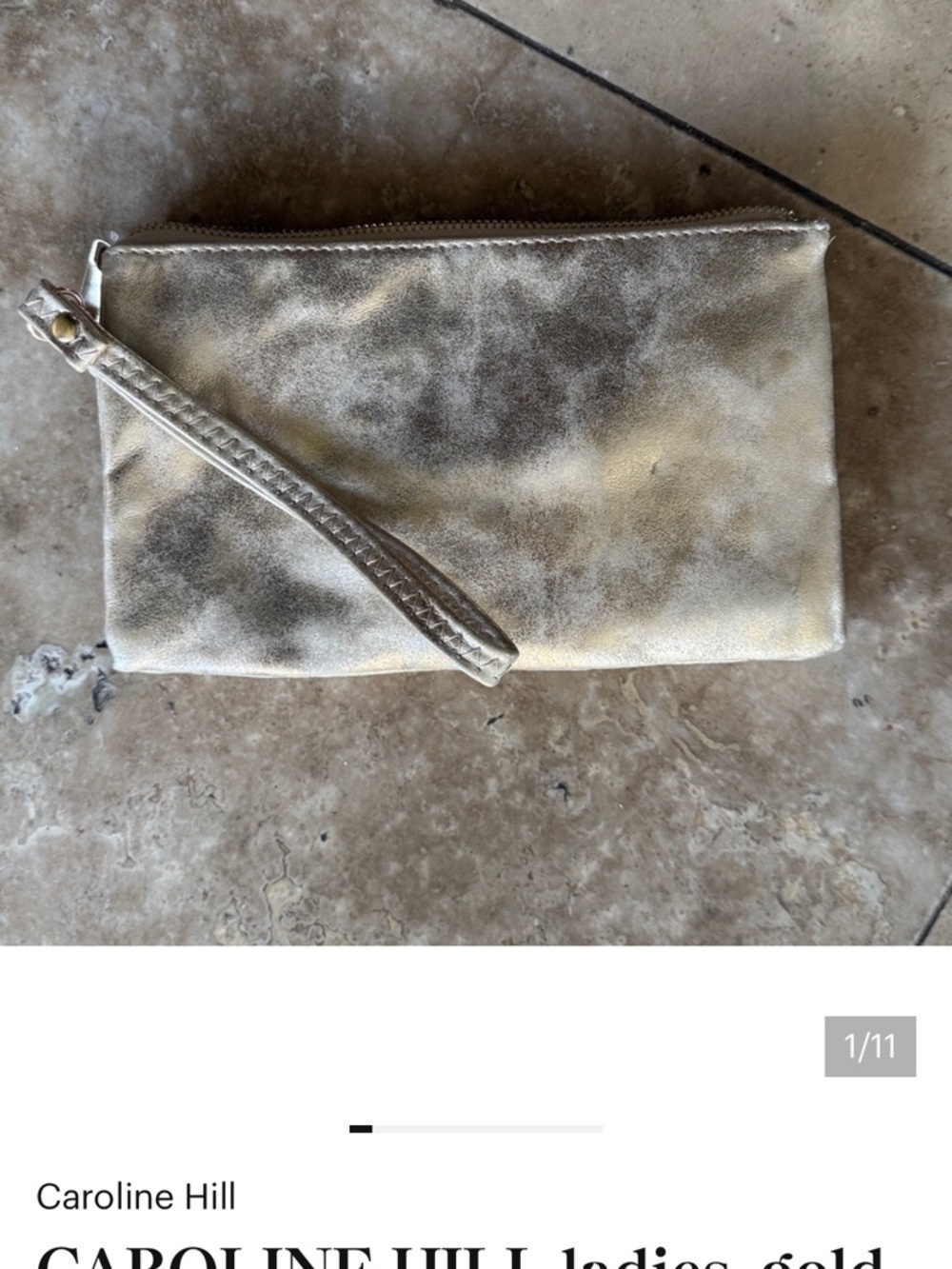 CAROLINE HILL ladies, gold expandable wristlet, very good condition